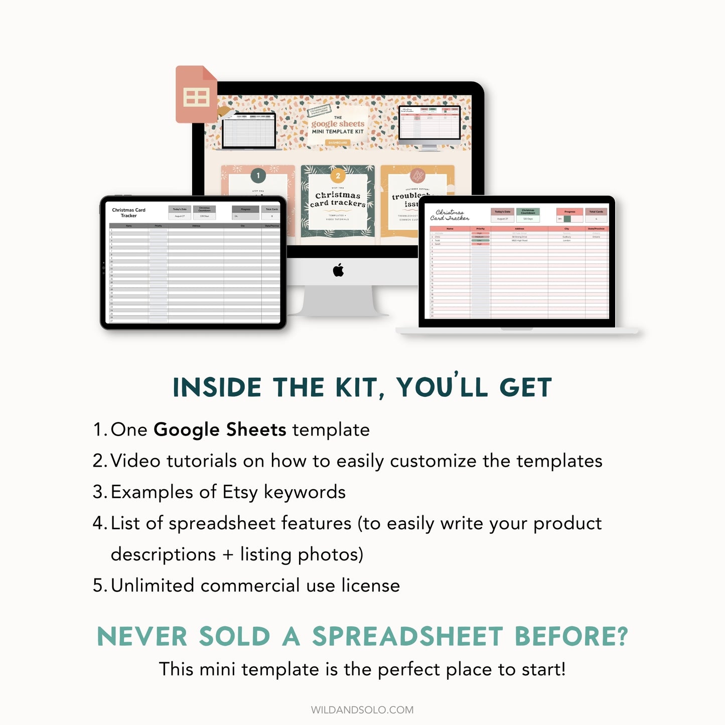 The Google Sheets Mini Template Kit - Christmas Card Tracker Edition