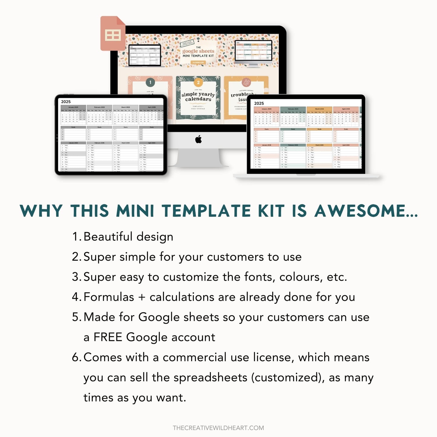 The Google Sheets Mini Template Kit - Simple Year At A Glance Calendar Edition
