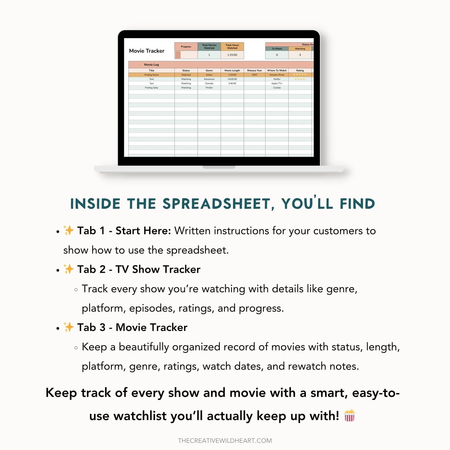 The Google Sheets Mini Template Kit - TV Show + Movie Tracker Edition