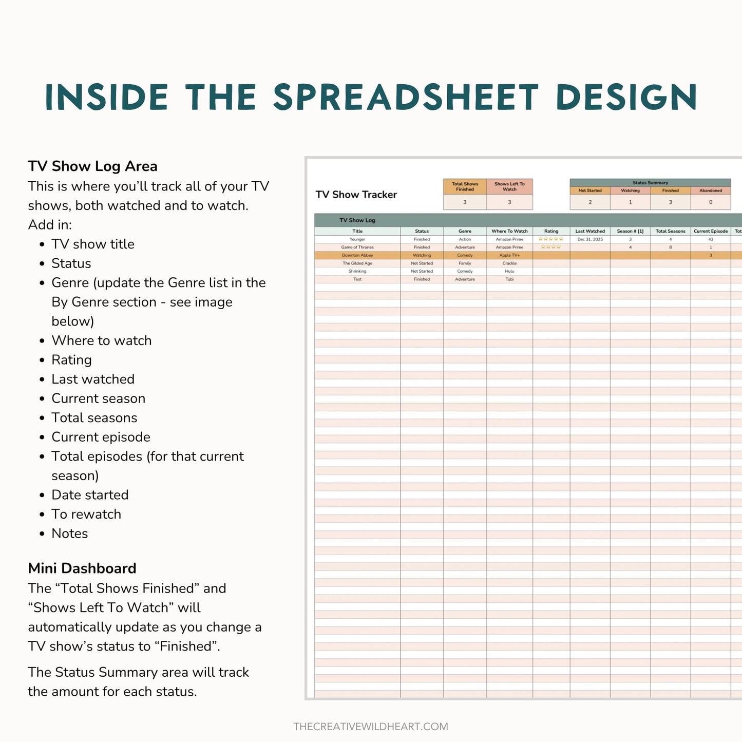 The Google Sheets Mini Template Kit - TV Show + Movie Tracker Edition
