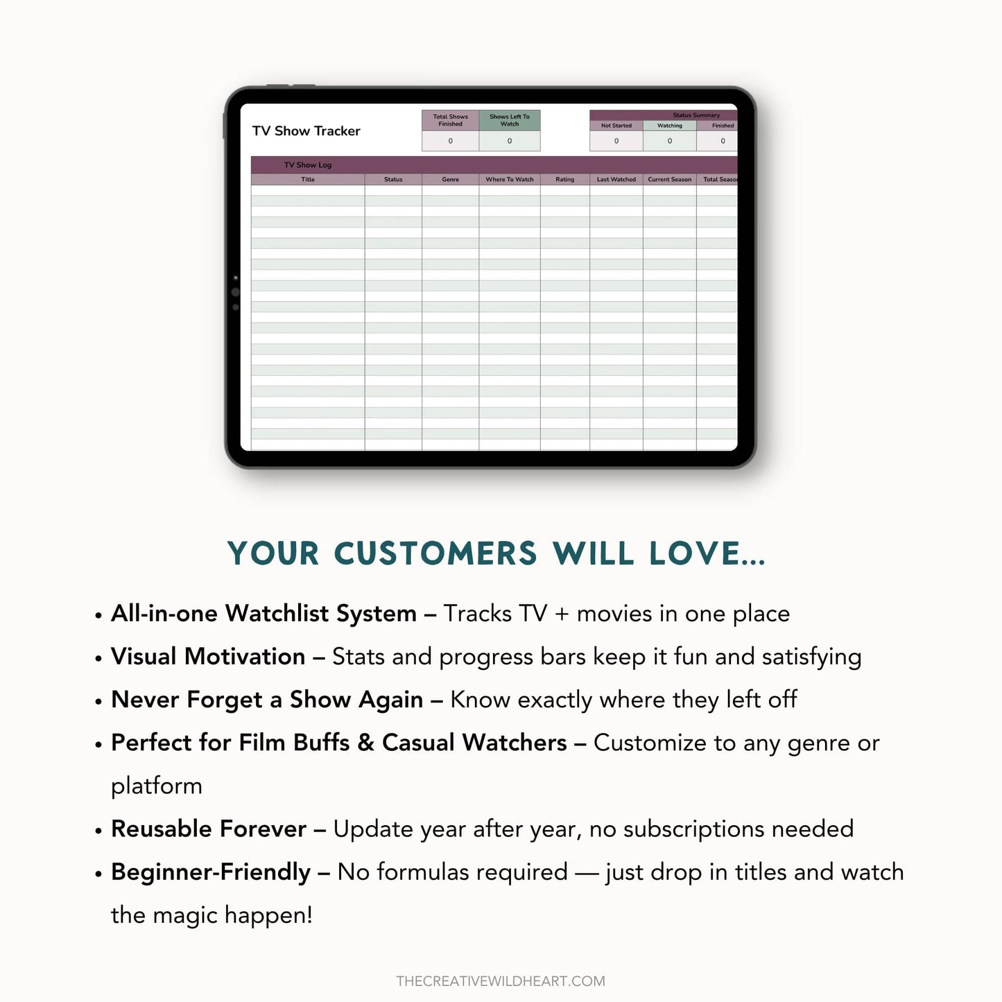 The Google Sheets Mini Template Kit - TV Show + Movie Tracker Edition