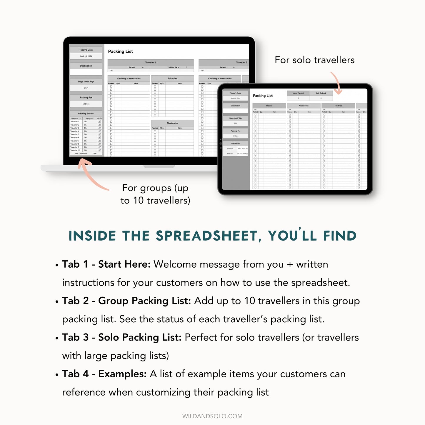 The Google Sheets Mini Template Kit - Travel Packing List Edition