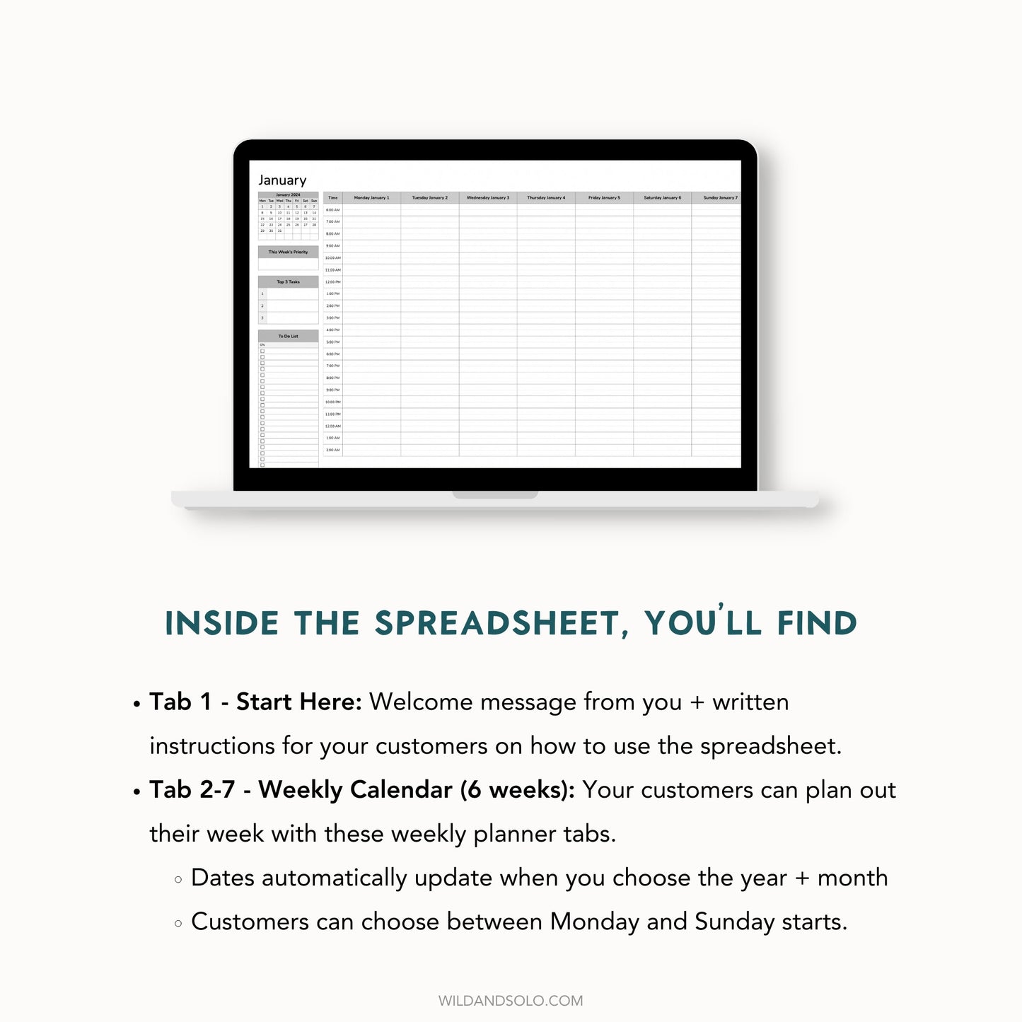 The Google Sheets Mini Template Kit - Simple Weekly Planner Edition
