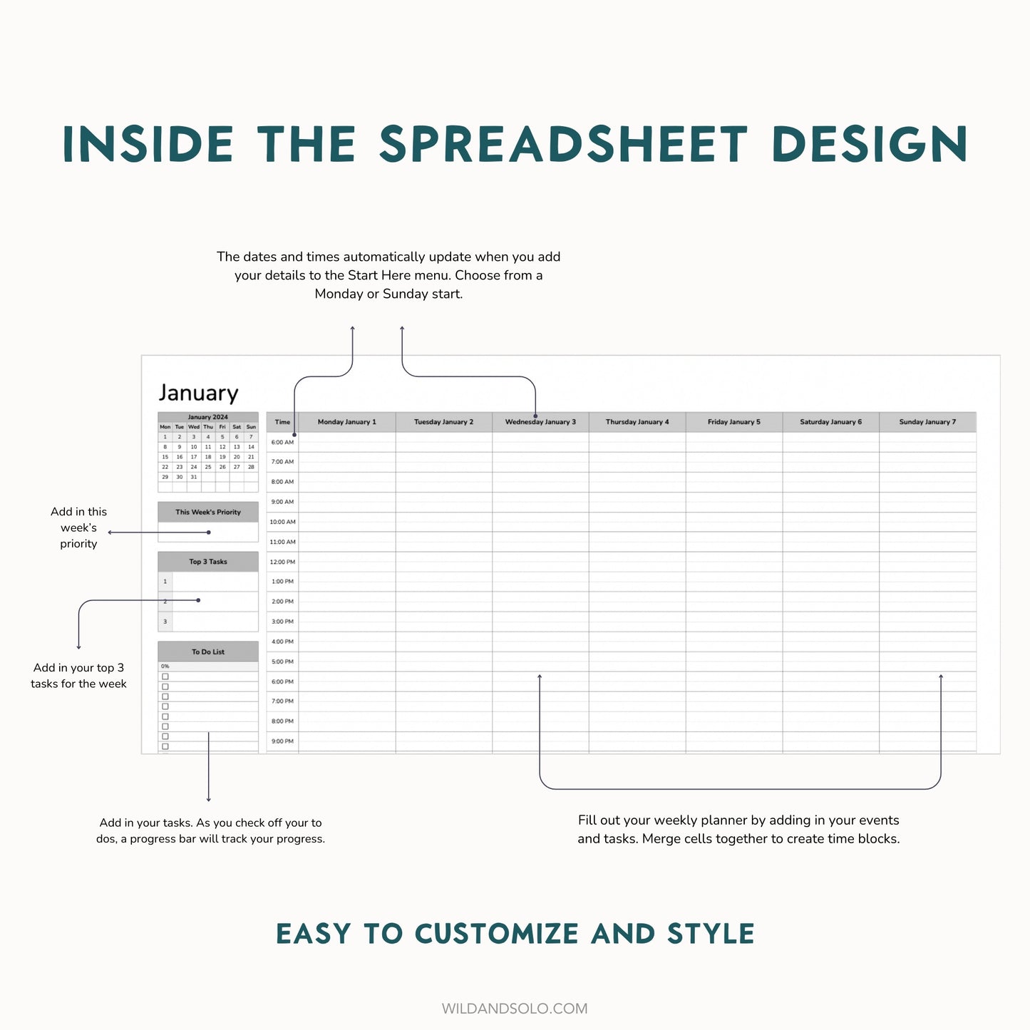 The Google Sheets Mini Template Kit - Simple Weekly Planner Edition