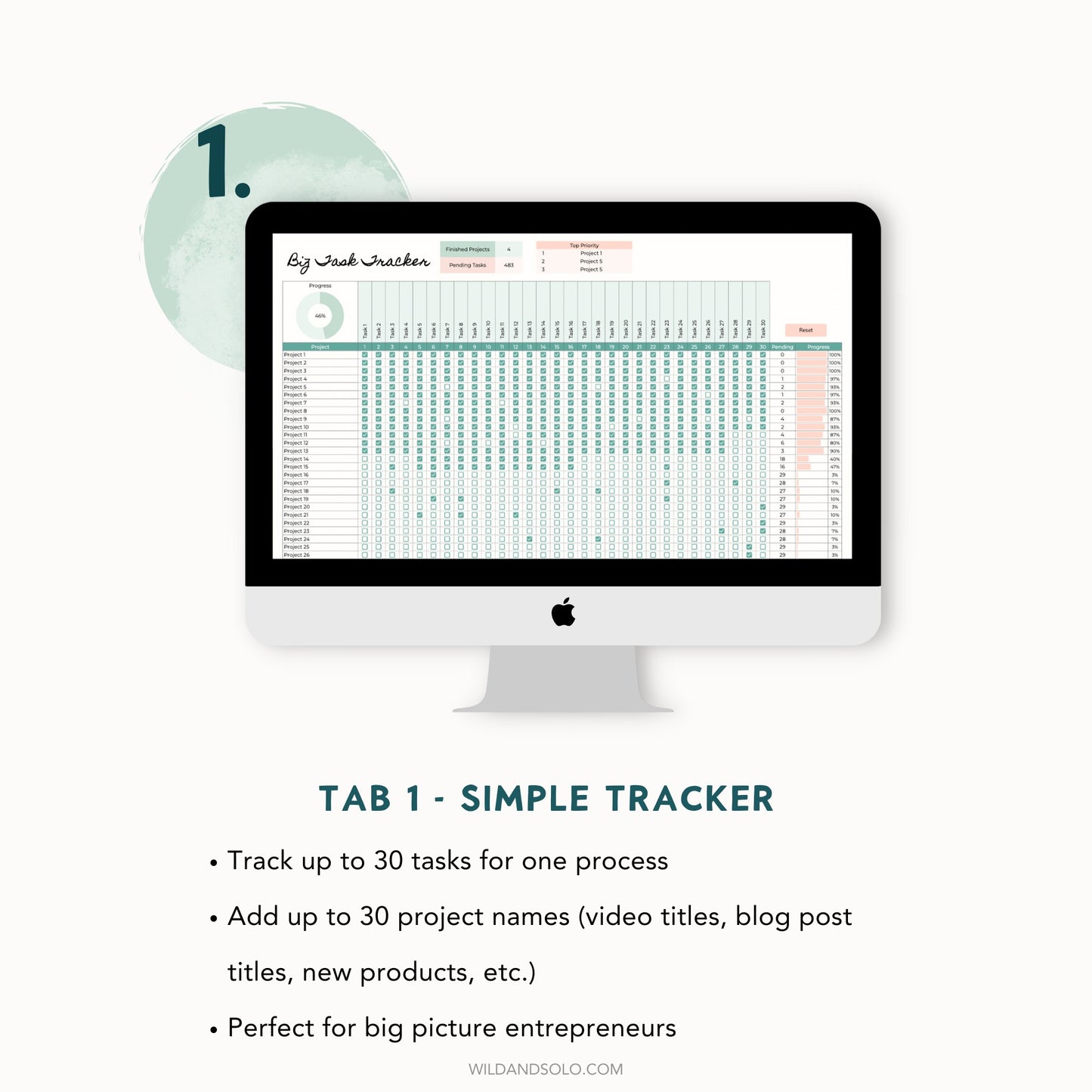 Business Project Task Tracker Spreadsheet for Google Sheets