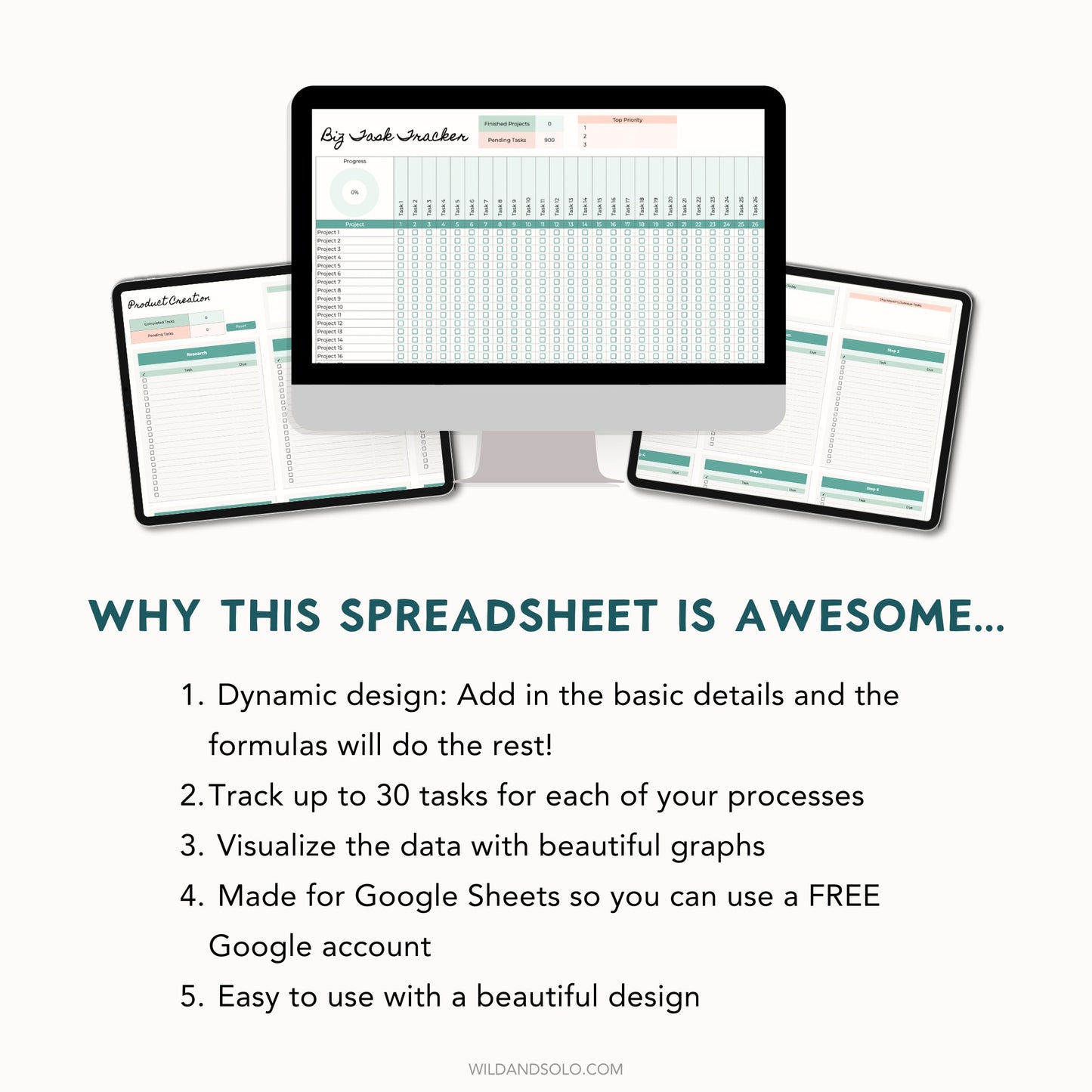 Business Project Task Tracker Spreadsheet for Google Sheets