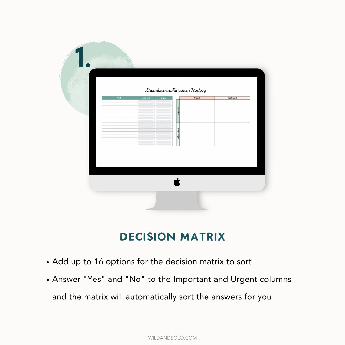 Eisenhower Decision Matrix Spreadsheet for Google Sheets