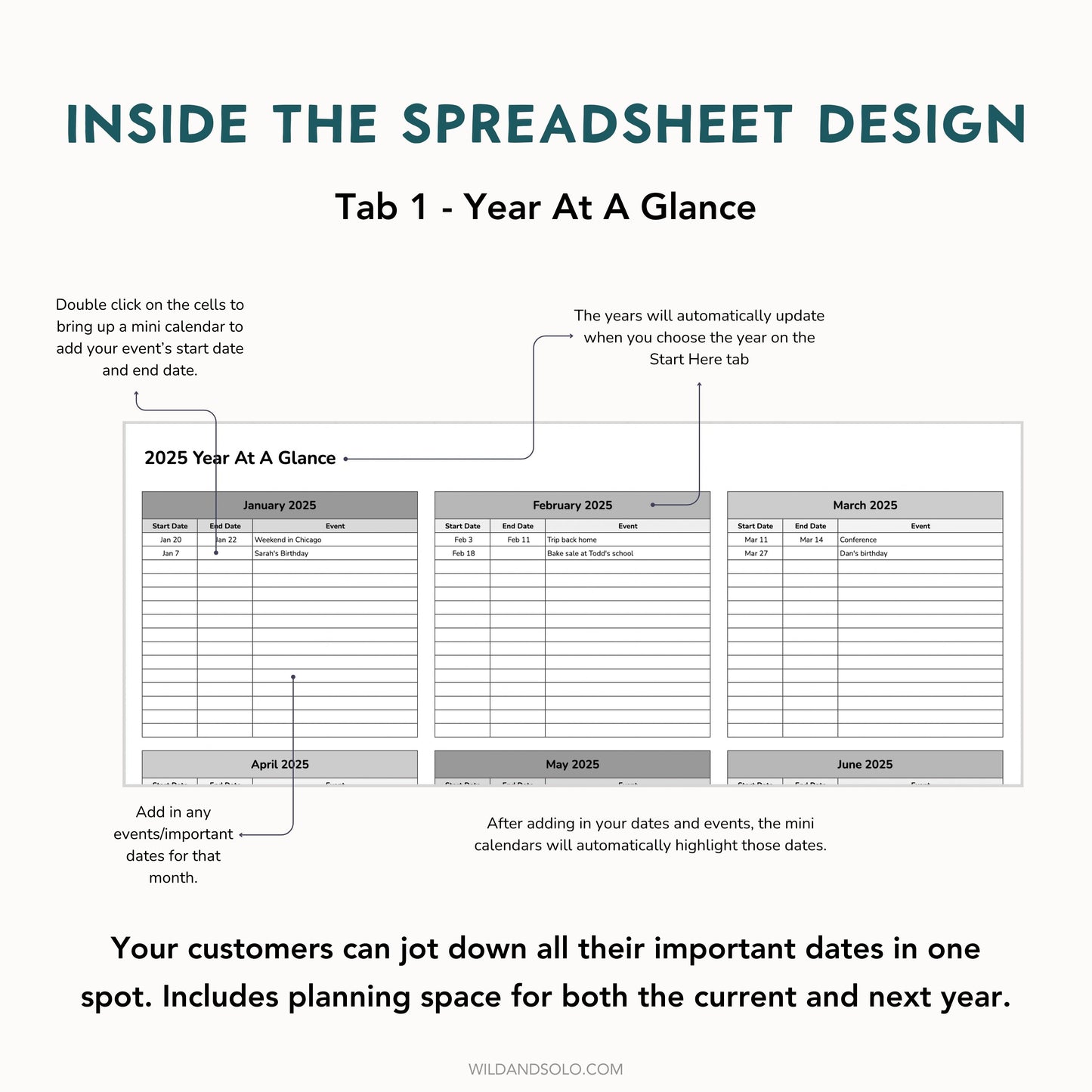 The Google Sheets Mini Template Kit - 12 Month Yearly Planner Edition