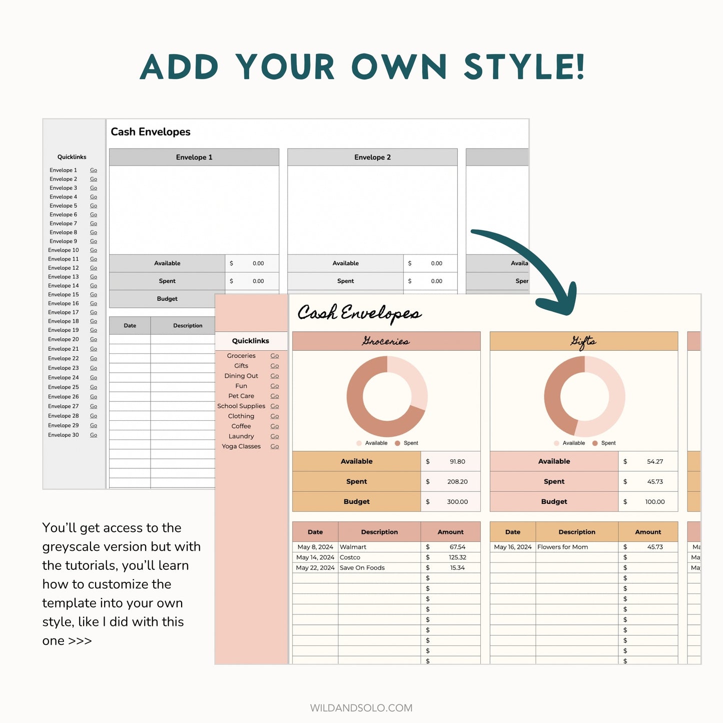 The Google Sheets Mini Template Kit - Cash Envelope Tracker Edition