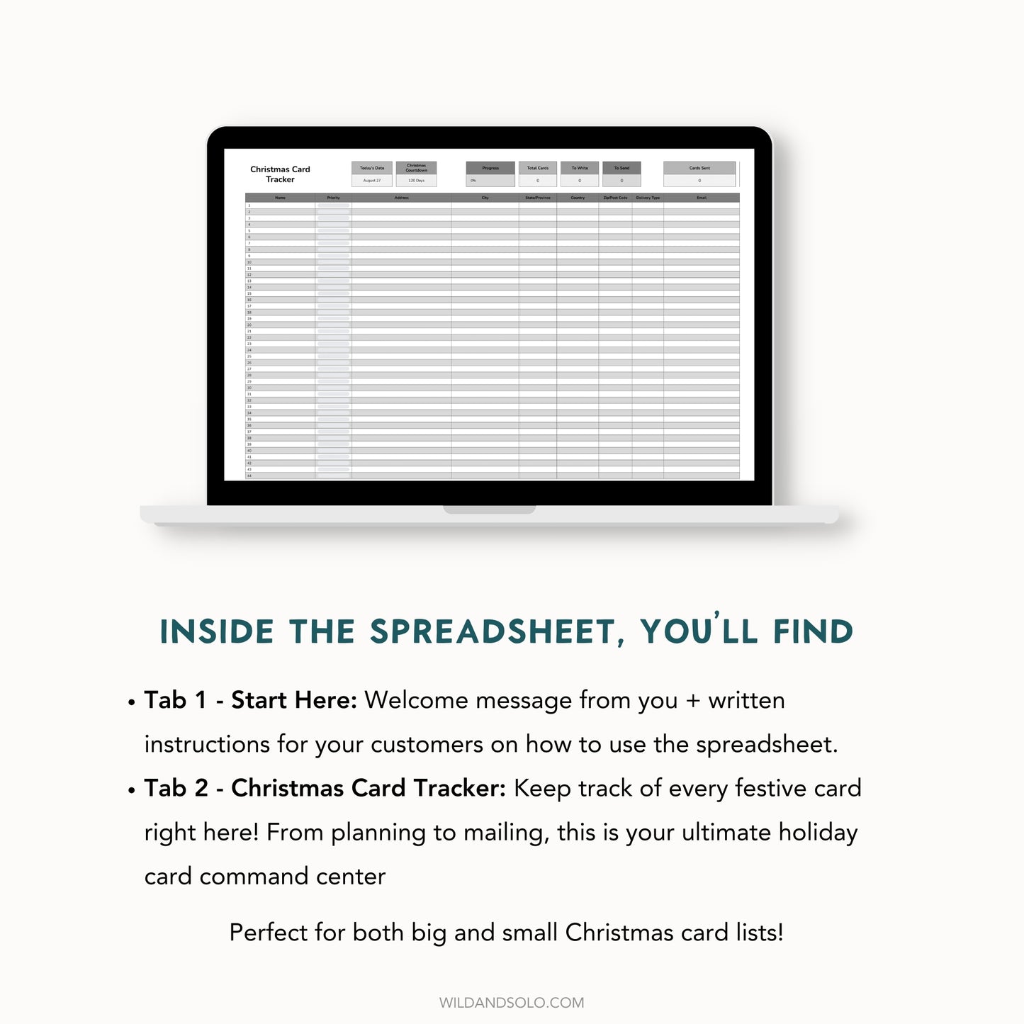 The Google Sheets Mini Template Kit - Christmas Card Tracker Edition