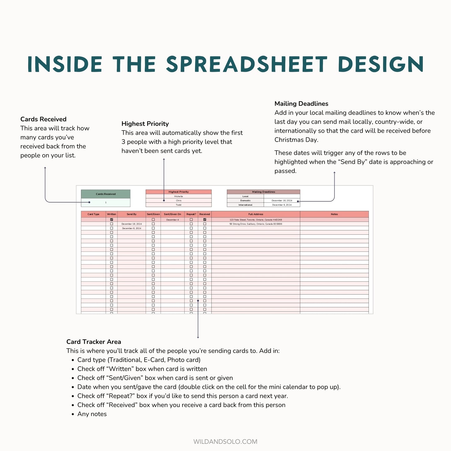 The Google Sheets Mini Template Kit - Christmas Card Tracker Edition