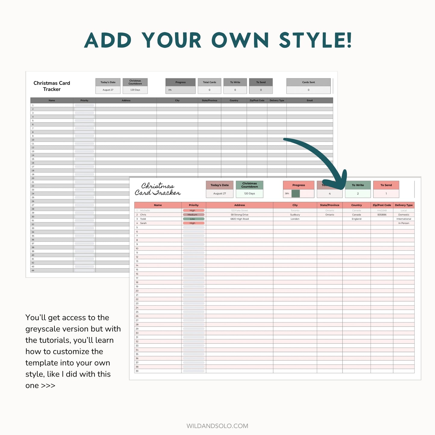 The Google Sheets Mini Template Kit - Christmas Card Tracker Edition