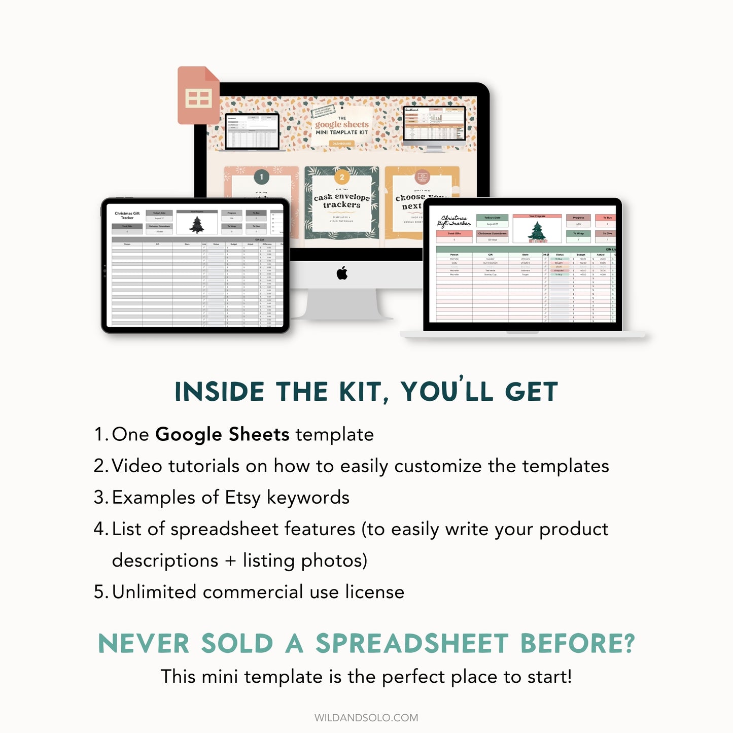 The Google Sheets Mini Template Kit - Christmas Gift Tracker Edition