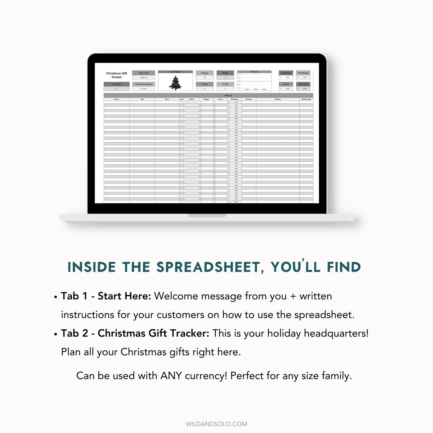 The Google Sheets Mini Template Kit - Christmas Gift Tracker Edition