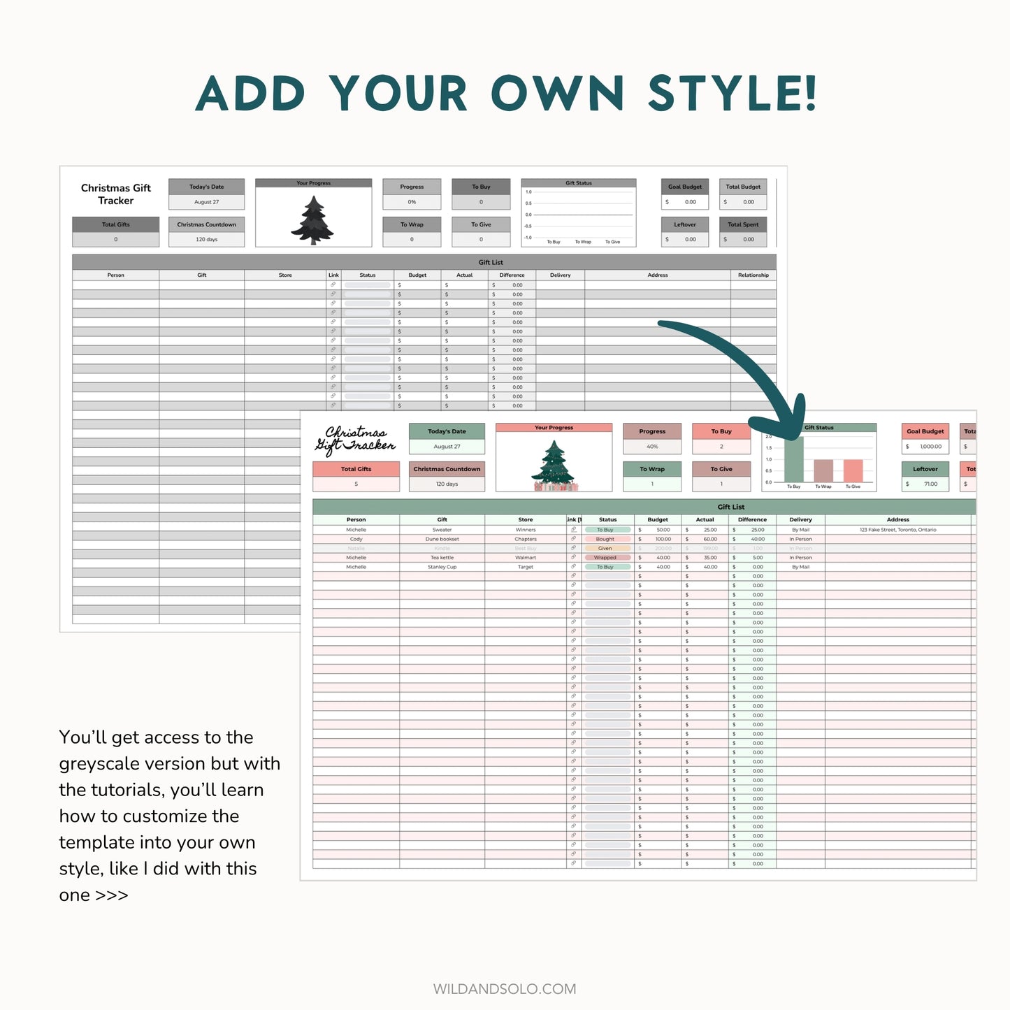 The Google Sheets Mini Template Kit - Christmas Gift Tracker Edition