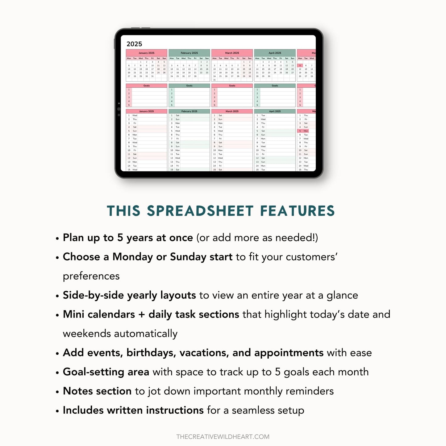 The Google Sheets Mini Template Kit - Simple Year At A Glance Calendar Edition
