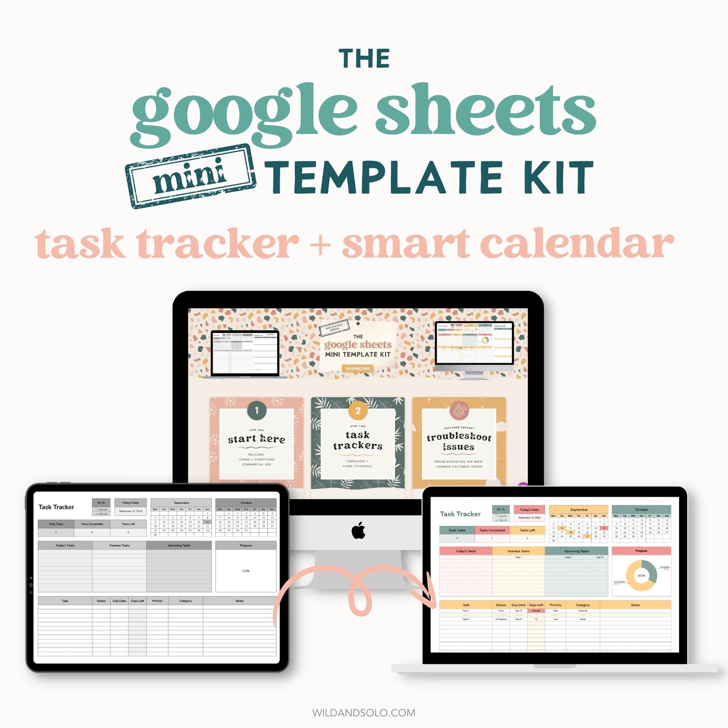 The Google Sheets Mini Template Kit - Task Tracker + Smart Calendar Edition