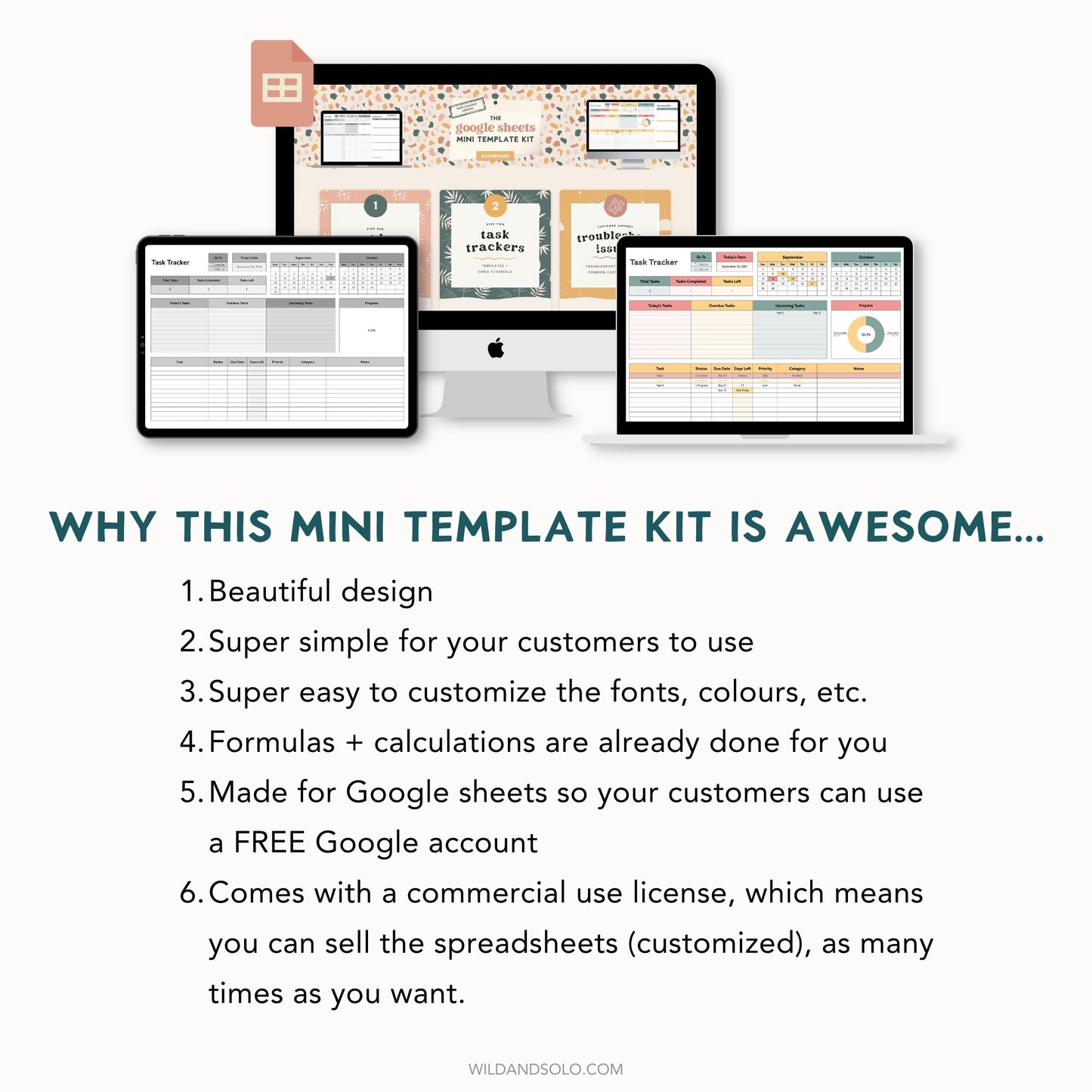 The Google Sheets Mini Template Kit - Task Tracker + Smart Calendar Edition