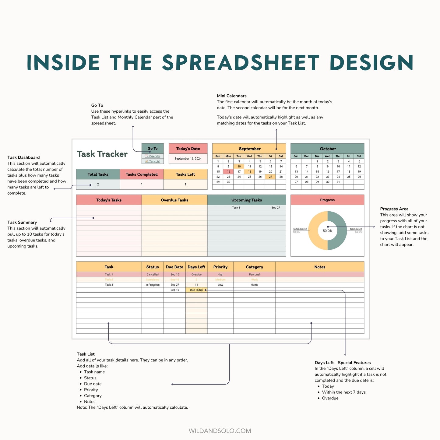 The Google Sheets Mini Template Kit - Task Tracker + Smart Calendar Edition